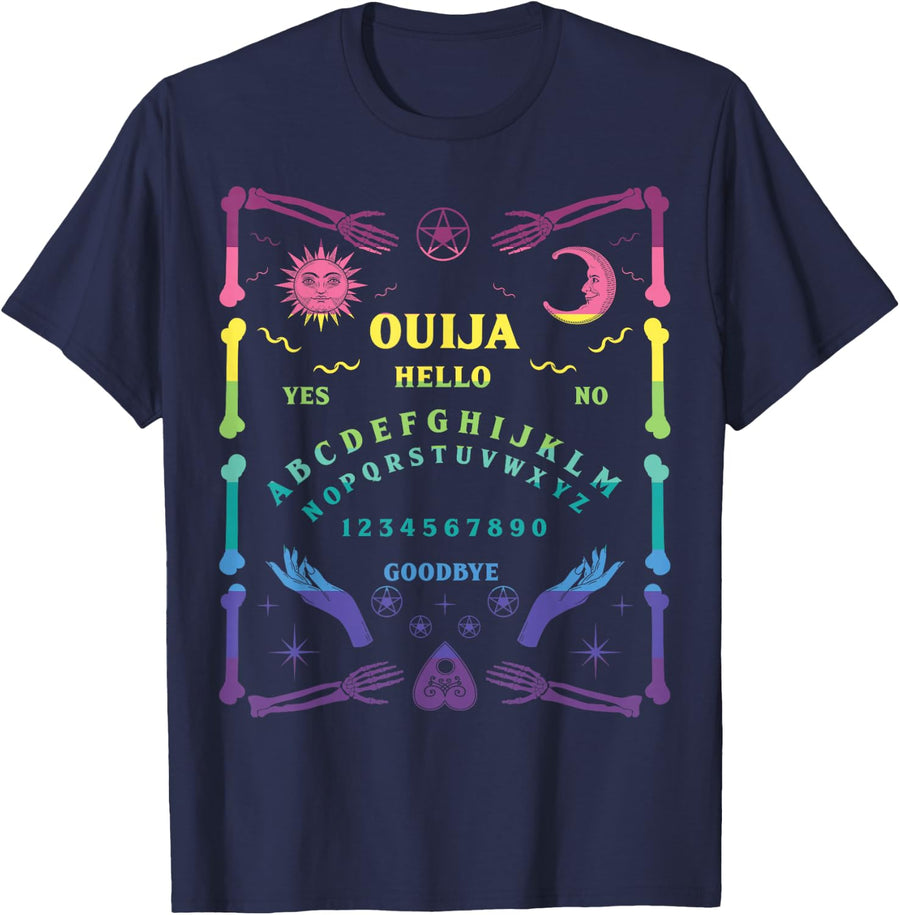 Nu Goth, Pastel Witch Aesthetic Ouija Board T-Shirt - Navy Blue