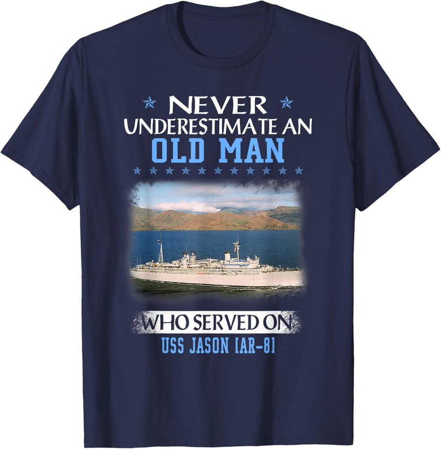 USS Jason AR-8 Veterans Day Father Day T-Shirt - Navy Blue