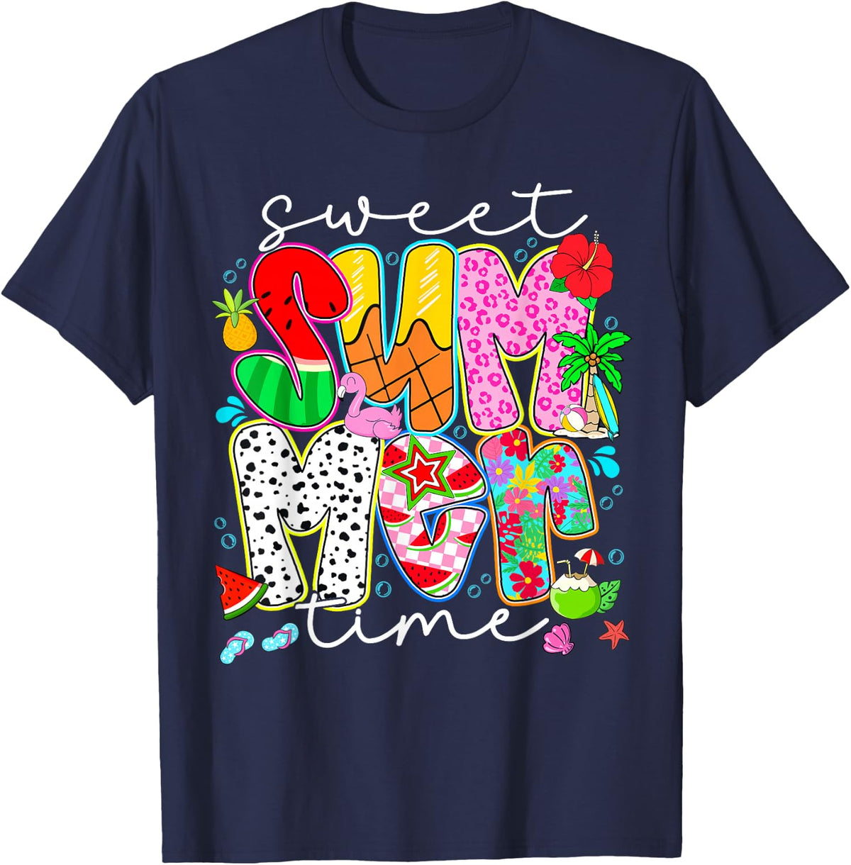 Teacher Off Duty Summer Break Sweet Summer Time Women Girls T-Shirt - Navy Blue