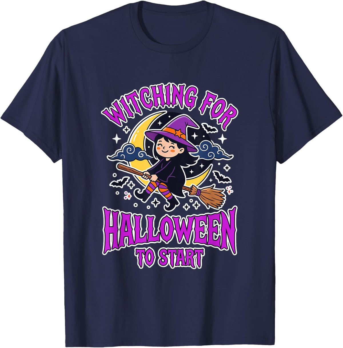 Witch Witching for Halloween to Start Spooky Season T-Shirt - Navy Blue