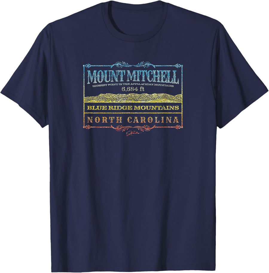 JCombs: Mount Mitchell, NC, Blue Ridge Mountains T-Shirt - Navy Blue
