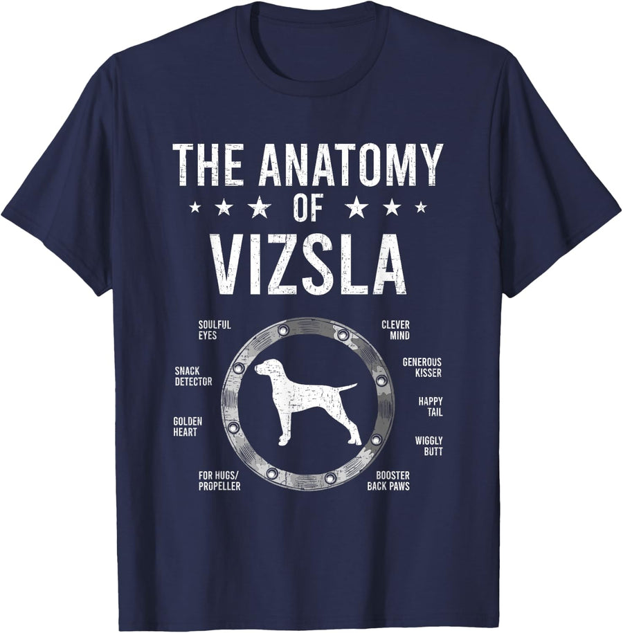 Anatomy of Vizsla Dog Lover T-Shirt - Navy Blue