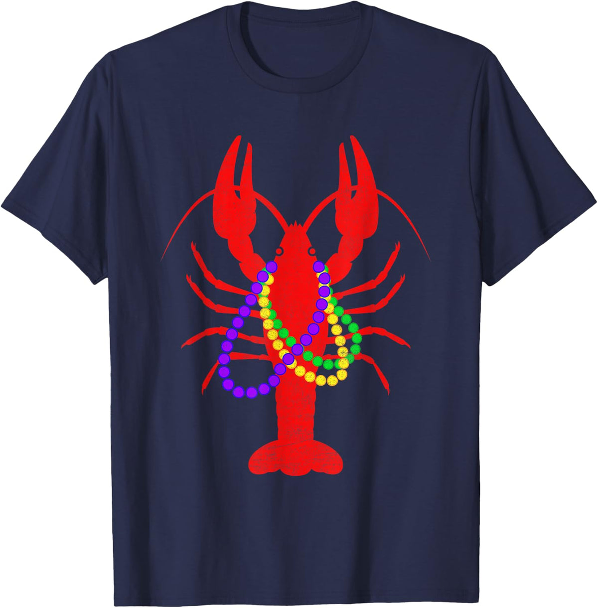 Mardi Gras Crawfish Beads For Men Women T-Shirt - Navy Blue