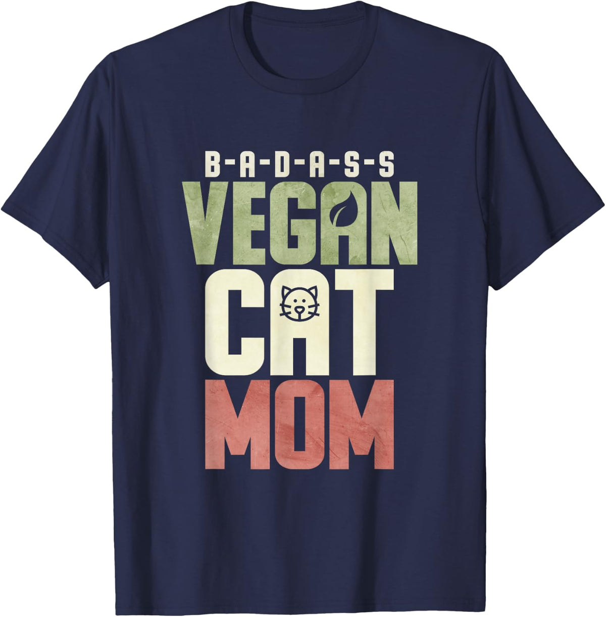 Badass Vegan Cat Mom T-Shirt - Navy Blue