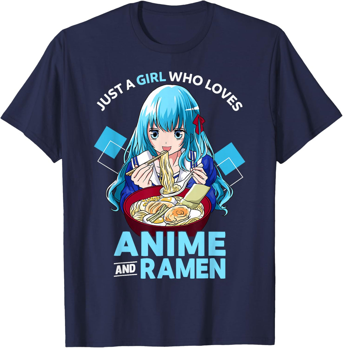 Just A Girl Who Loves Anime and Ramen Bowl Teen Girl T-Shirt - Navy Blue