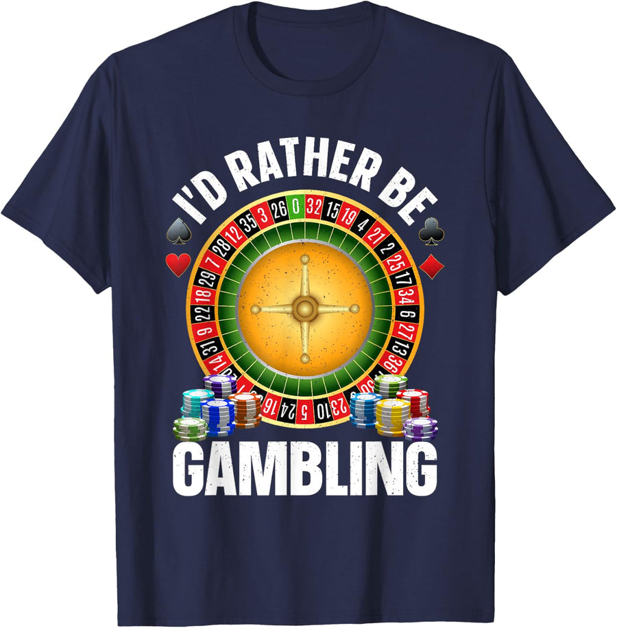 Gambling Art For Men Women Casino Player Novelty Gambler T-Shirt - Navy Blue