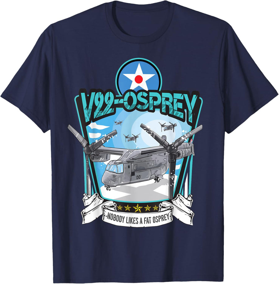 American Airforce V/STOL Military Aircraft V22 Osprey T-Shirt - Navy Blue