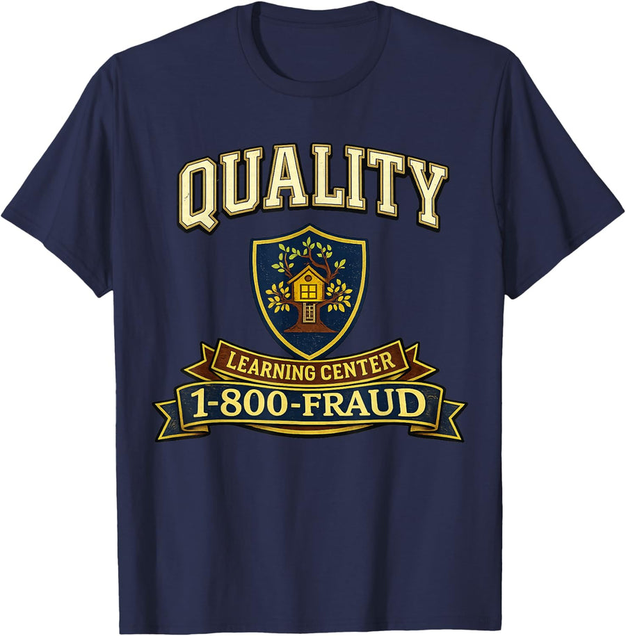 Retro Funny Sarcastic Quality Learning Center School Quote T-Shirt - Navy Blue
