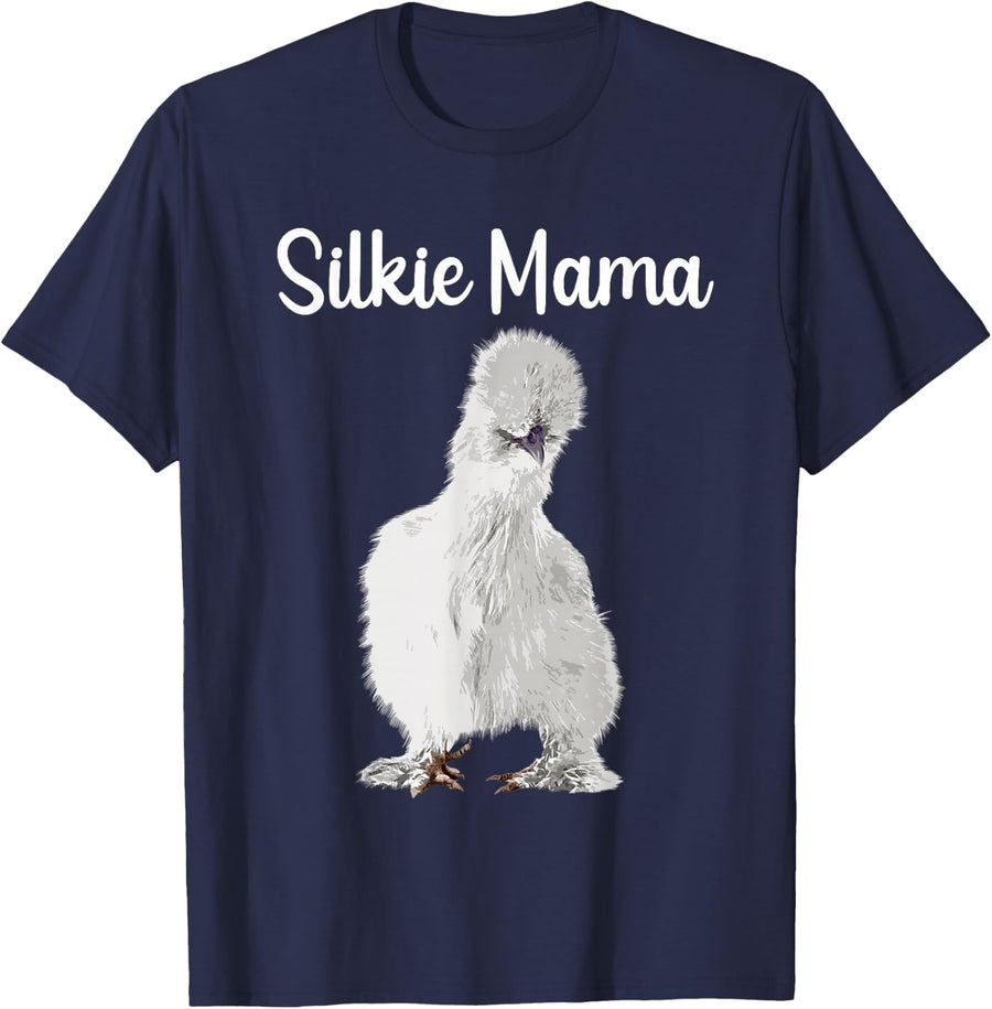 Funny Silkie Mama Design for Mom Women Silkie Chicken Lover T-Shirt - Navy Blue