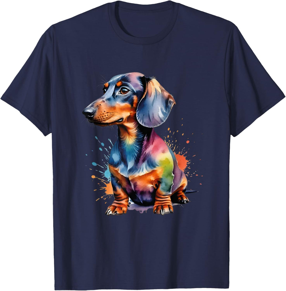 Colorful Wiener & Dachshund T-Shirt - Navy Blue