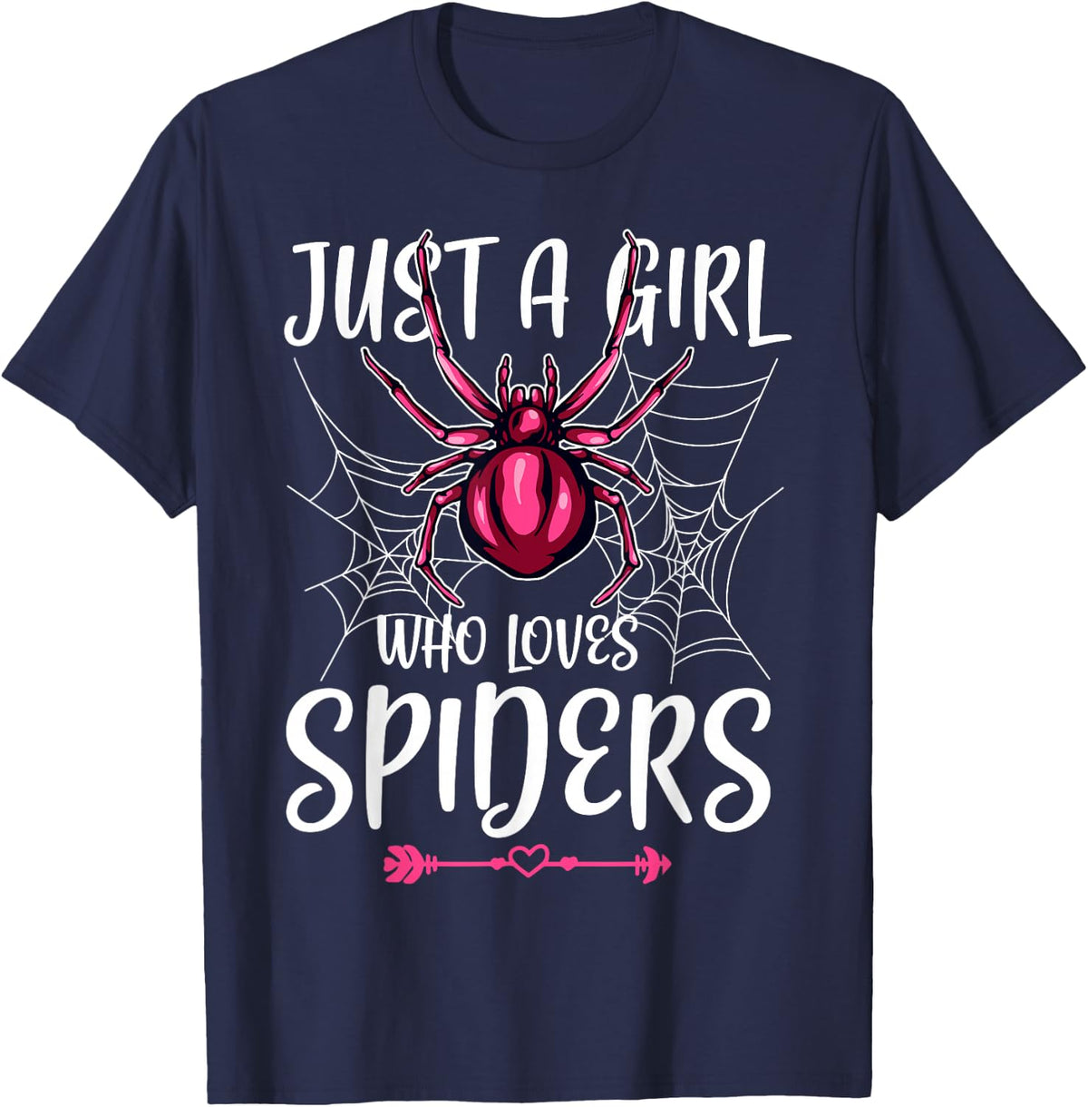 Just A Girl Who Loves Spiders Cute Spider Bug Lover Birthday T-Shirt - Navy Blue