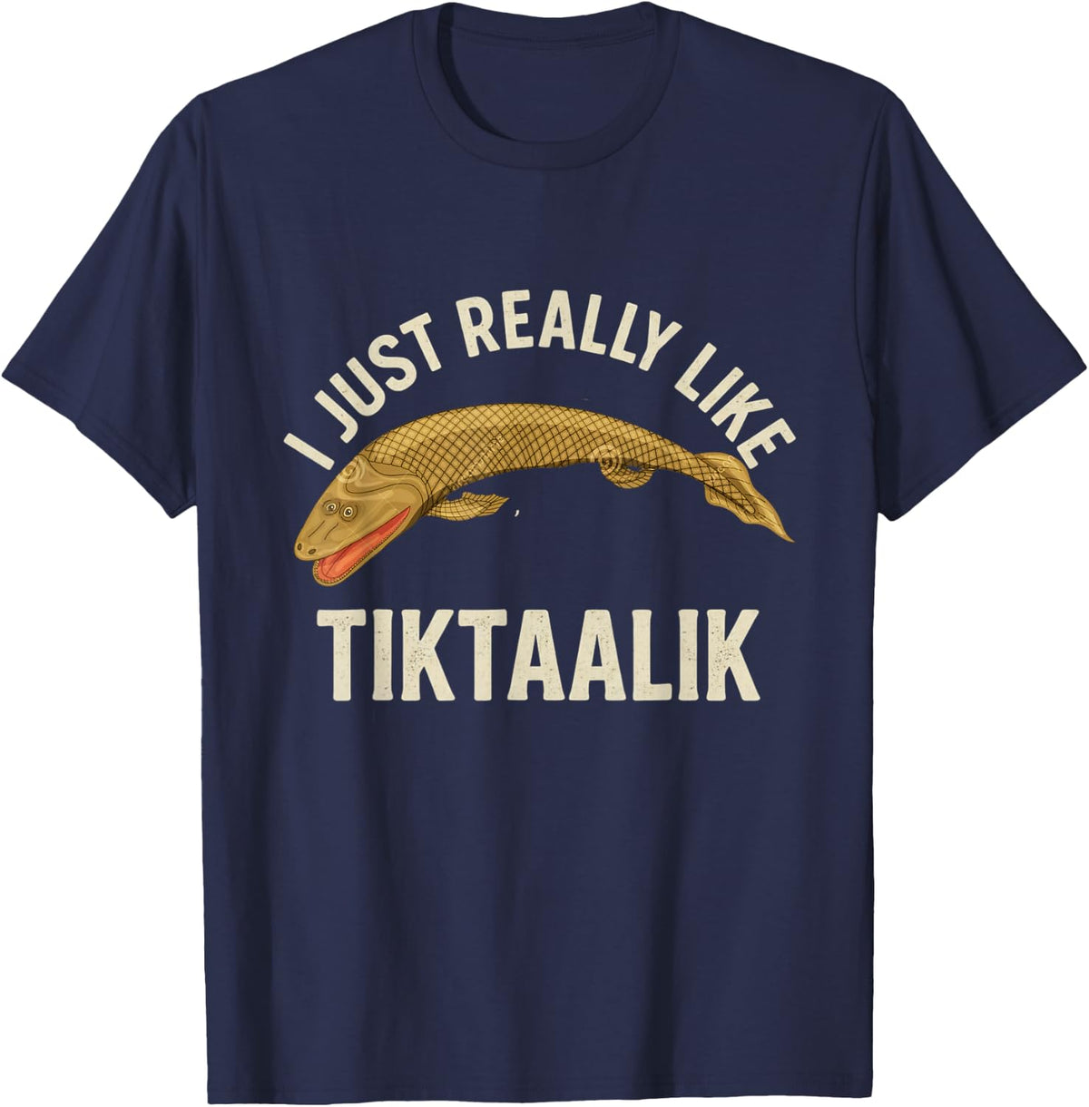 Tiktaalik Prehistoric Fish Paleontology Science Nerd T-Shirt - Navy Blue