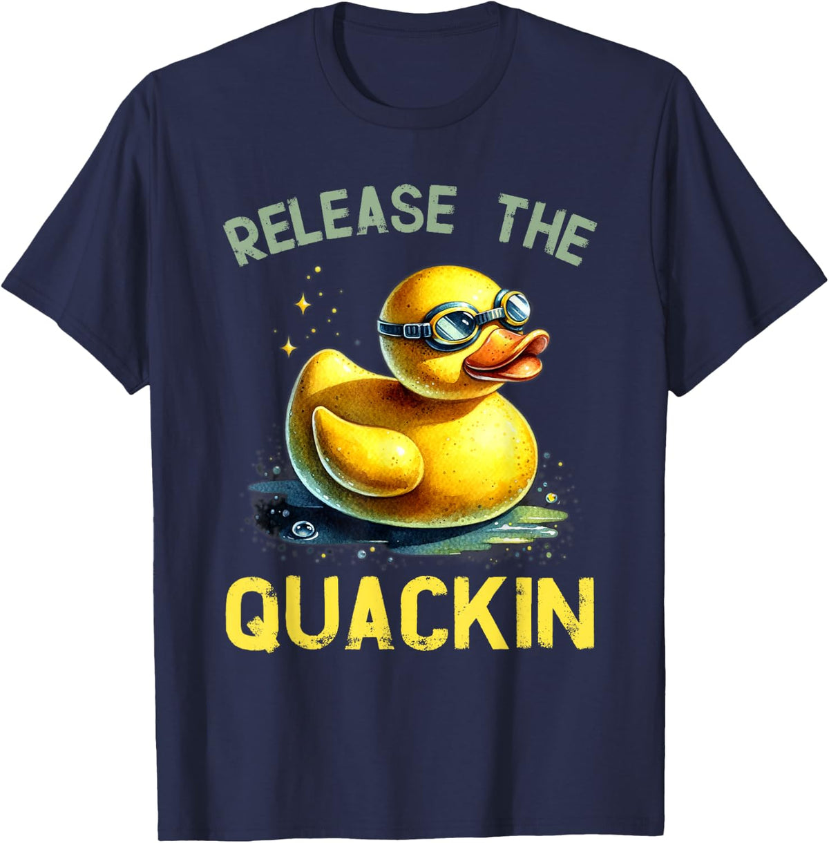 Release The Quackin Funny Duck Lover Rubber Humor Cute Ducky T-Shirt - Navy Blue