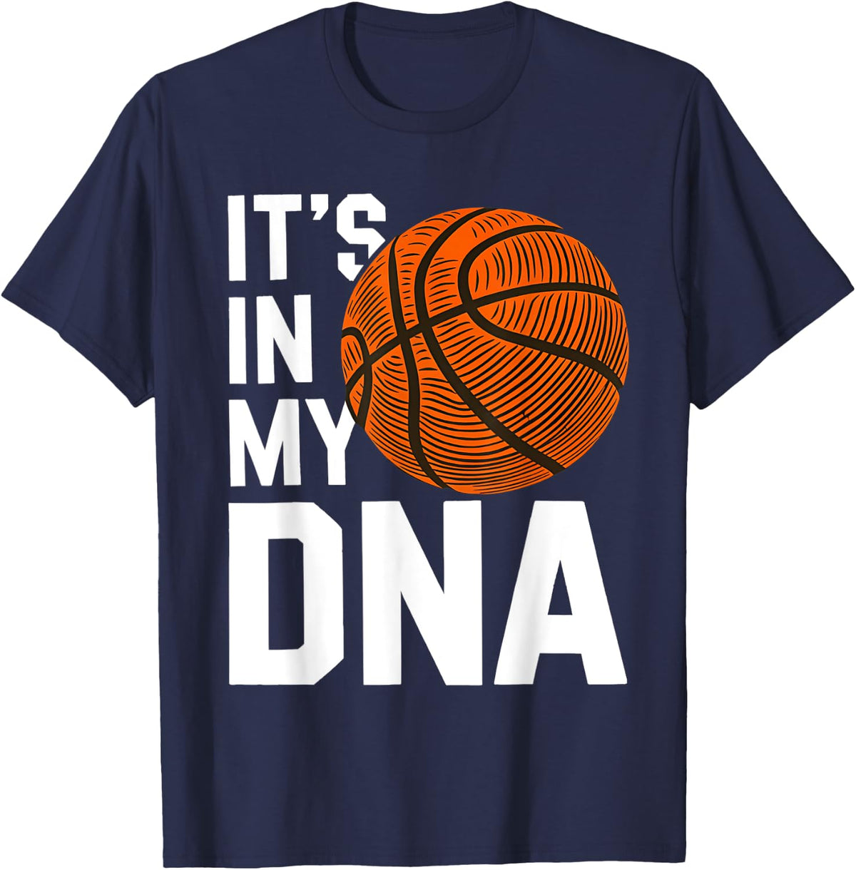 Fingerprint It's In My DNA Basketball Boy Girl T-Shirt - Navy Blue