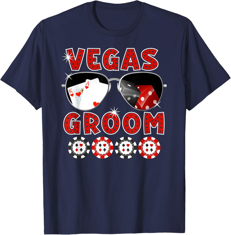 Las Vegas Groom Wedding Tee Bachelor Party Stag Night T-Shirt - Navy Blue