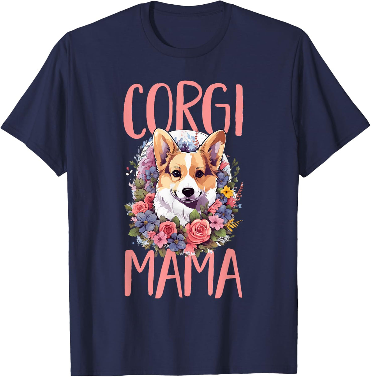 Pembroke Welsh Corgi - Corgi Mama T-Shirt - Navy Blue