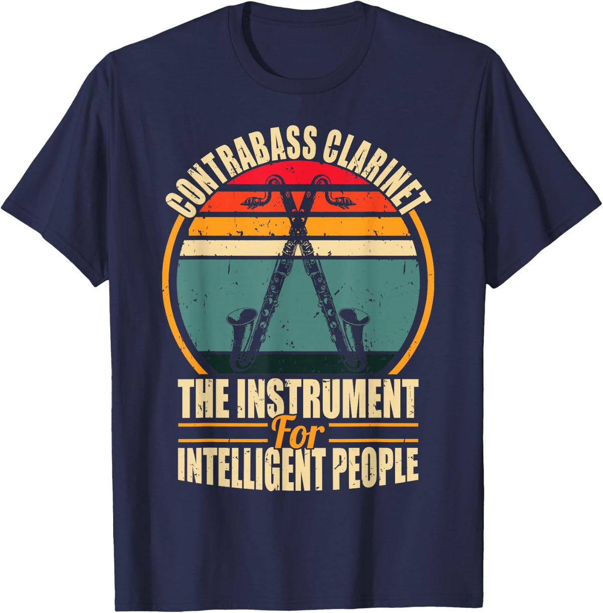 Vintage Contrabass Clarinet Players Gift For A Clarinetist T-Shirt - Navy Blue
