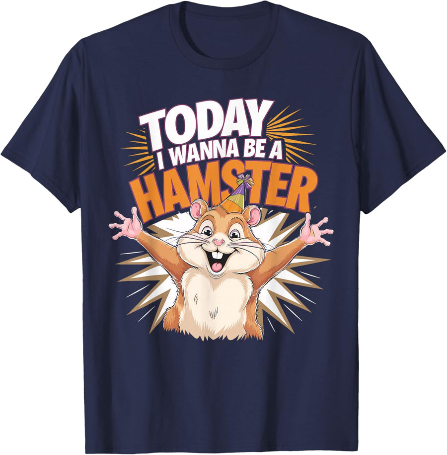 Childrens Today I wanna be a Hamster Design | Kids Hamster T-Shirt - Navy Blue