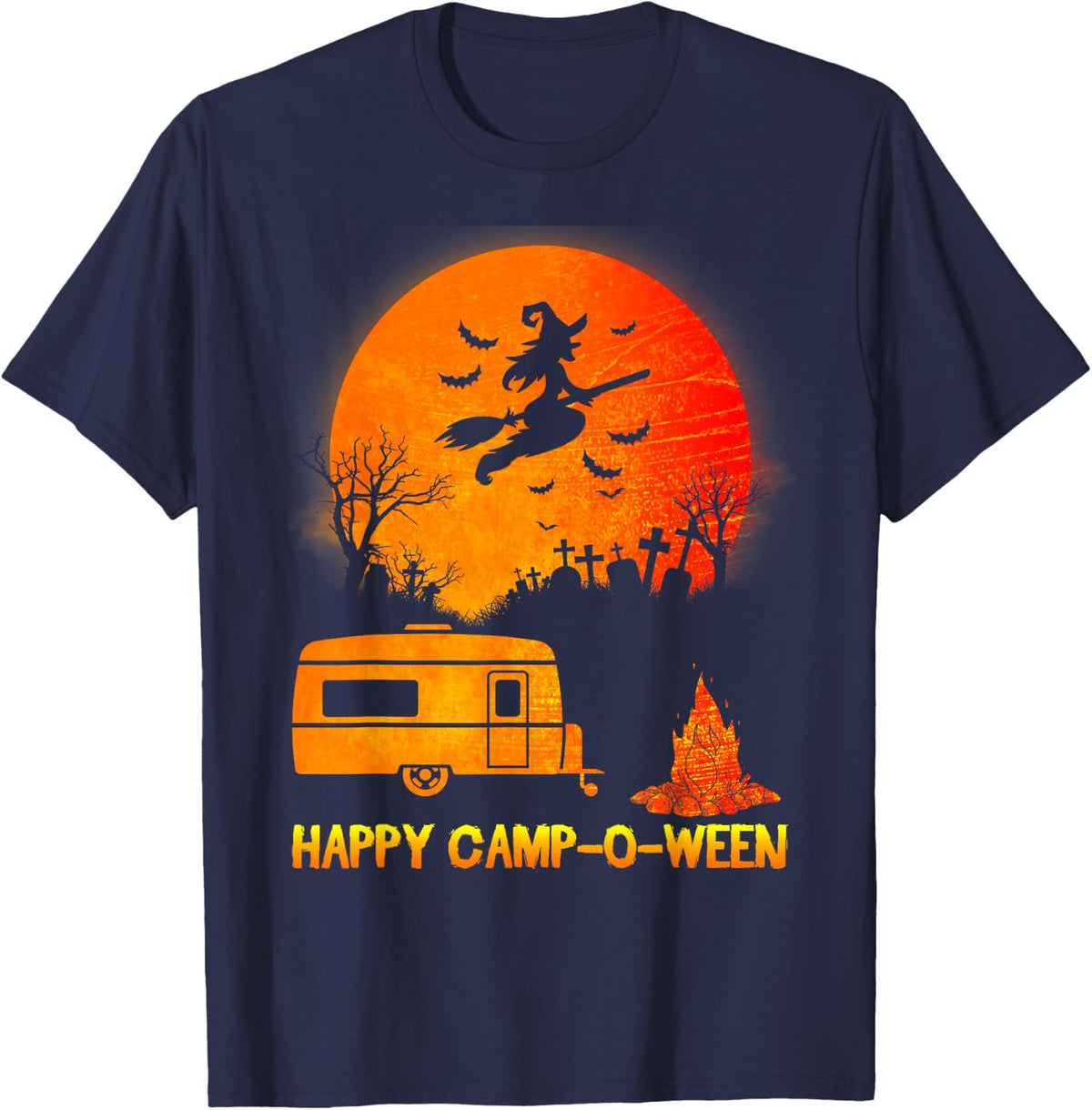 Happy Camp-O-Ween - Funny Halloween Camping Shirt T-Shirt - Navy Blue