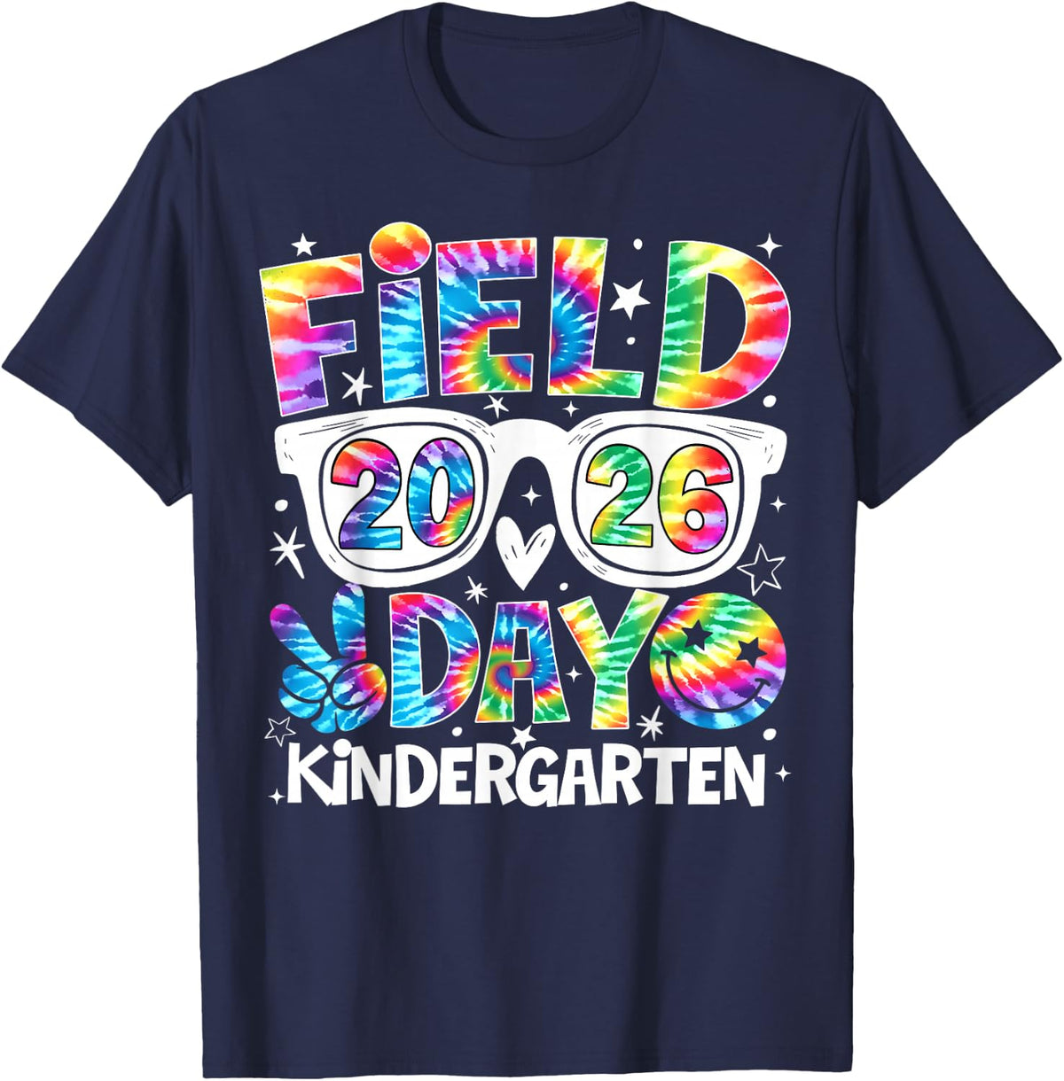 Field Day 2026 Kindergarten Tie Dye T-Shirt Teacher Kid Tees School Spirit - Navy Blue