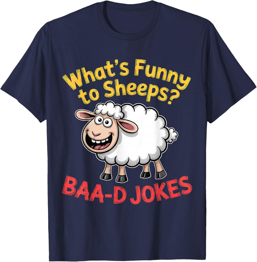 What's Funny to Sheeps? Baa-d Jokes - T-Shirt - Navy Blue