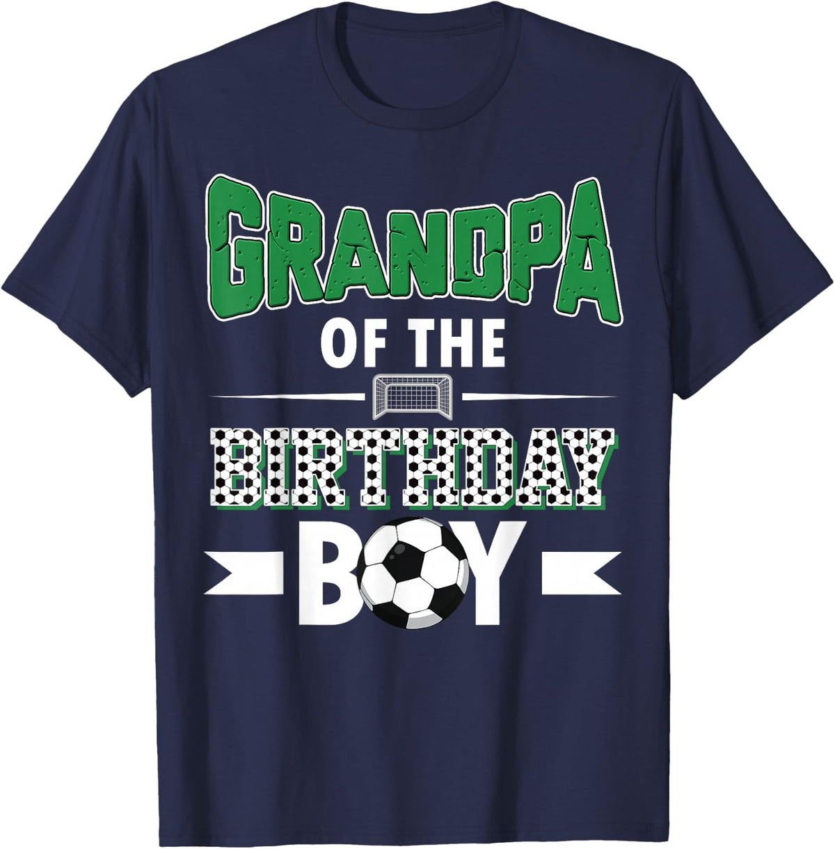 Grandpa of The Birthday Boy Party Soccer Family Matching T-Shirt - Navy Blue