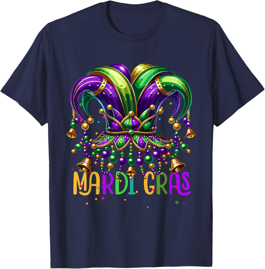 Mardi Gras Costume Outfit Toddler Kid Men Women Mardi Gras T-Shirt - Navy Blue