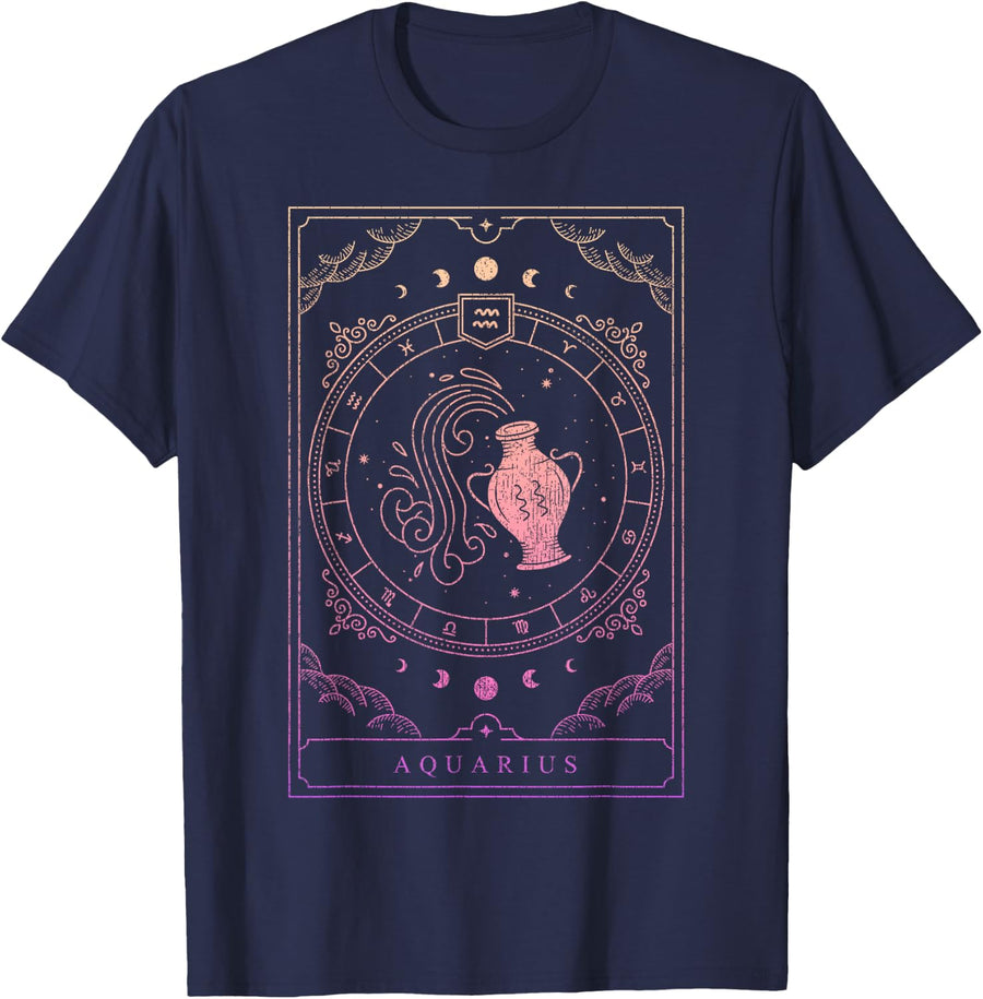 Aquarius Zodiac Sign Women Birthday Girl Aquarius T-Shirt - Navy Blue