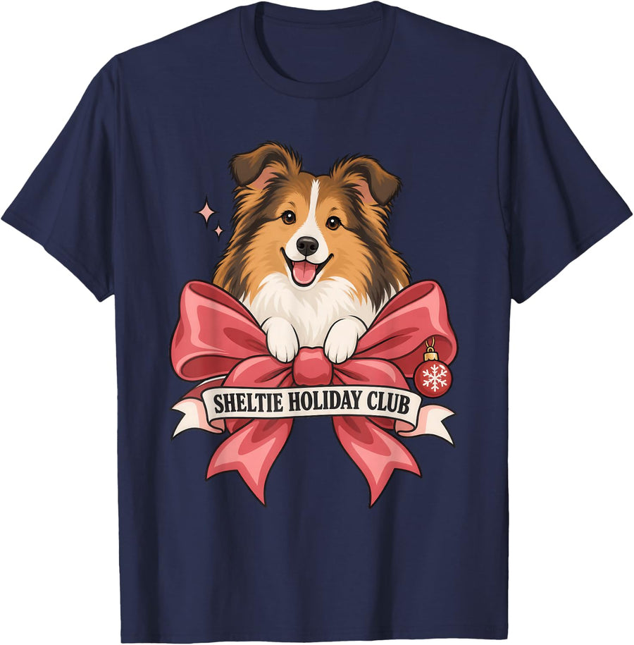 Shetland Sheepdog Cozy Winter T-Shirt - Navy Blue