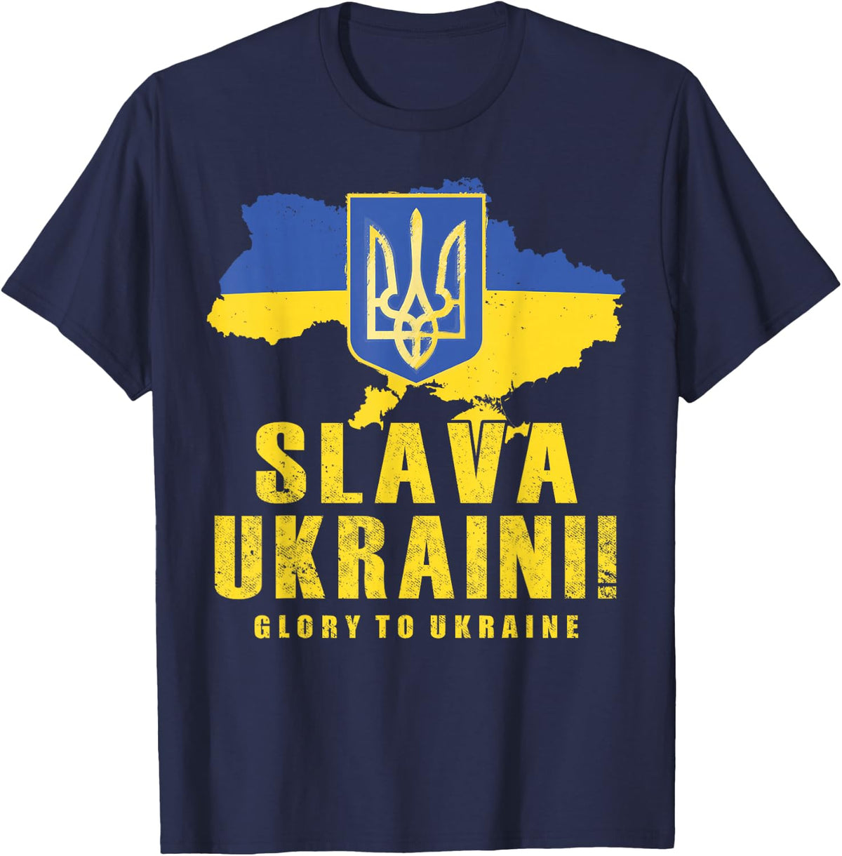 Ukraine Slava Ukraini Tryzub Glory to Ukraine Flag Zelensky T-Shirt - Navy Blue