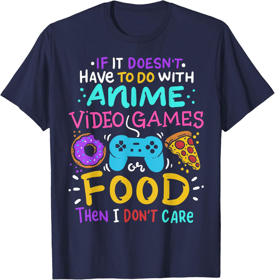 Anime Gamer Gaming Video Games Gift T-Shirt - Navy Blue
