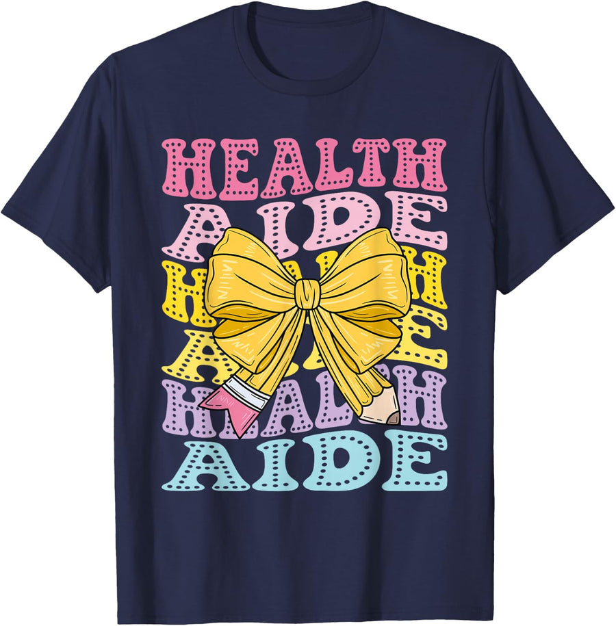 Health Aide Student School Nurse Assistant Medical Aide Team T-Shirt - Navy Blue