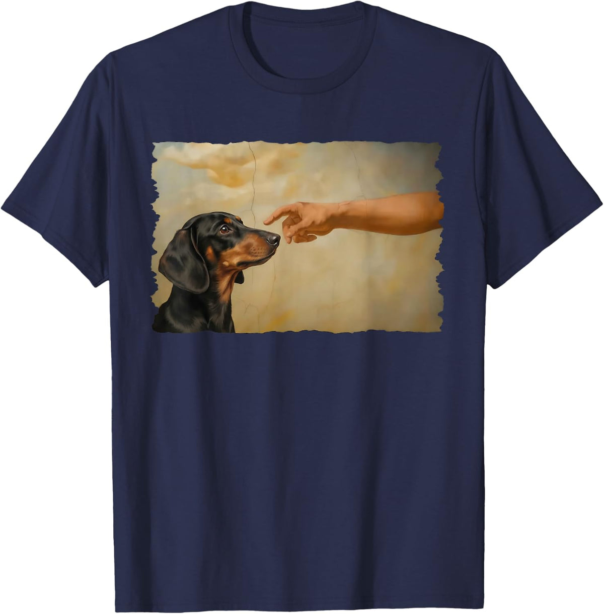 God Creates Dachshund Wiener Dog T-Shirt - Navy Blue