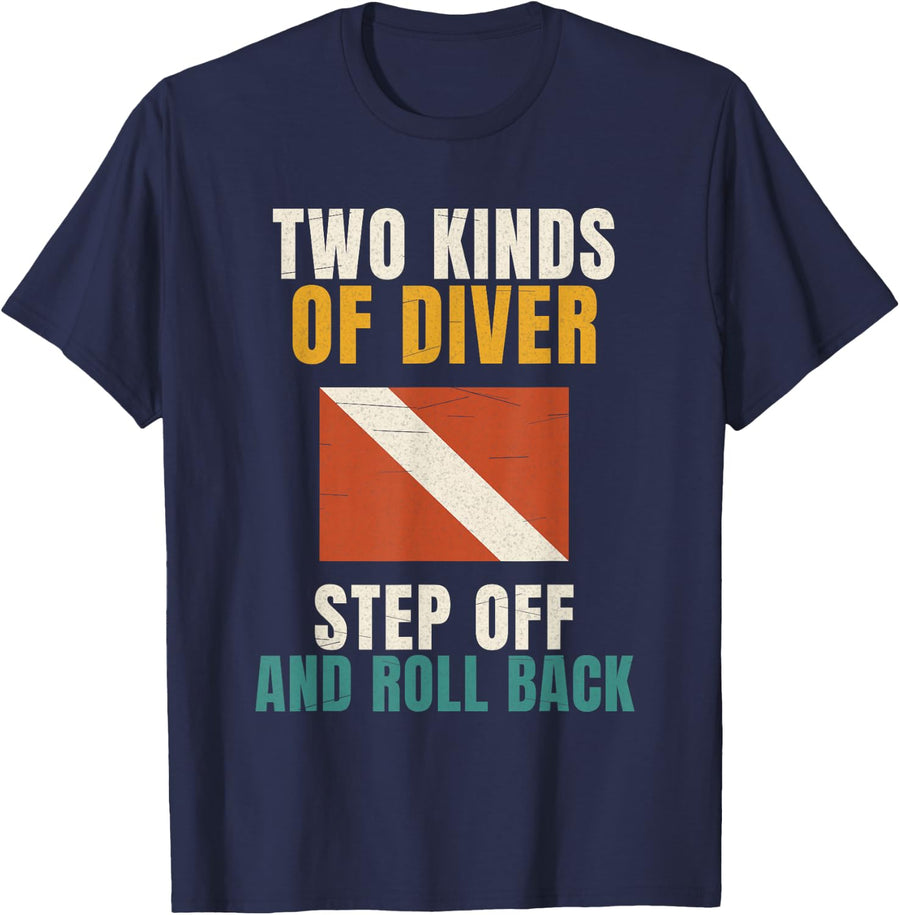 Scuba Diving Two Kinds of Diver Funny Entry Dive Flag T-Shirt - Navy Blue
