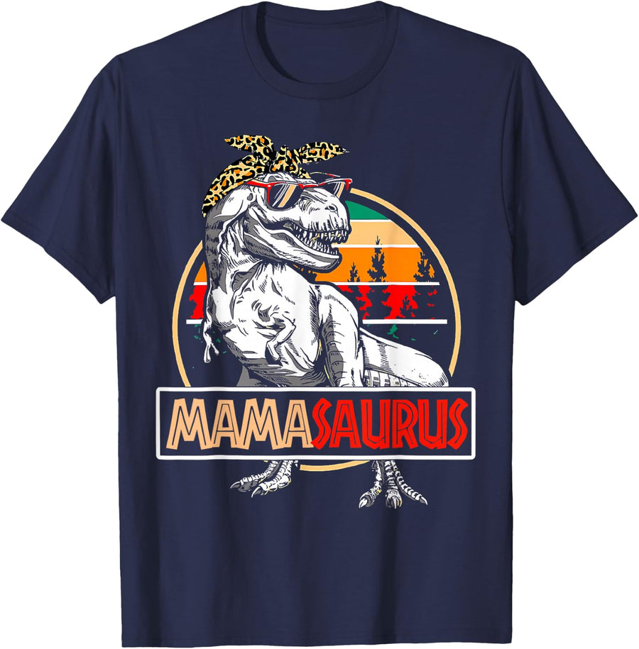 Mamasaurus T-Rex Dinosaur Mama Gifts For Mom Mothers Day T-Shirt - Navy Blue