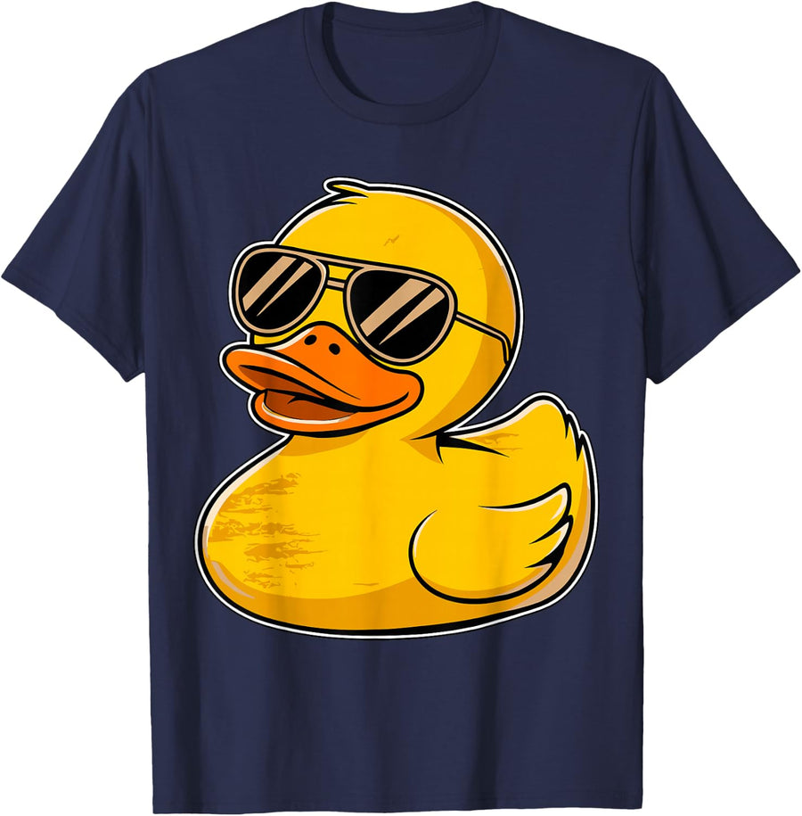 Cool Rubber Duck with Sunglasses T-Shirt Tee Funny Duck Shirts for Men Women - Navy Blue