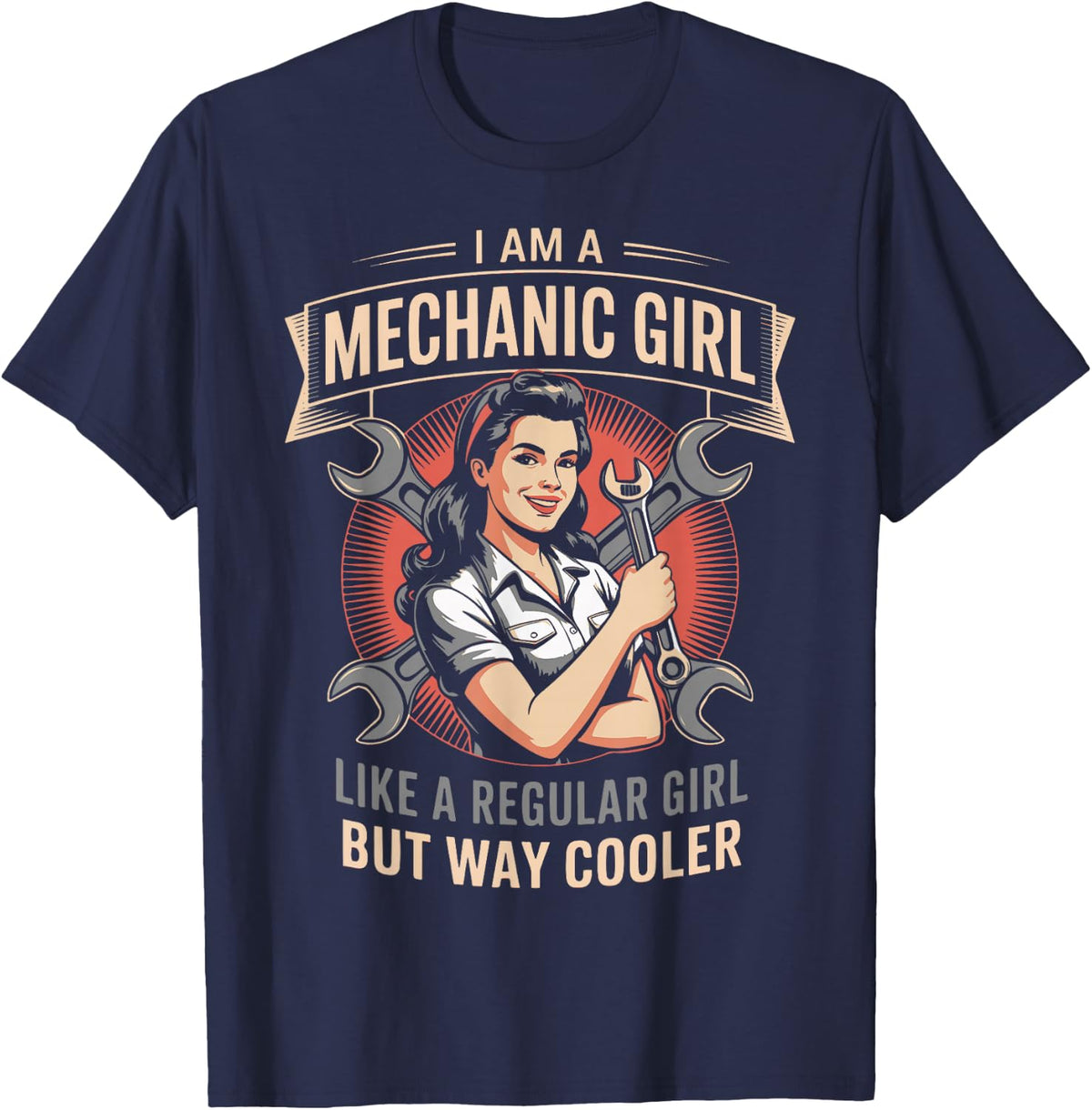 I'm A Mechanic Girl Auto Female Mechanic Sarcastic Gift T-Shirt - Navy Blue