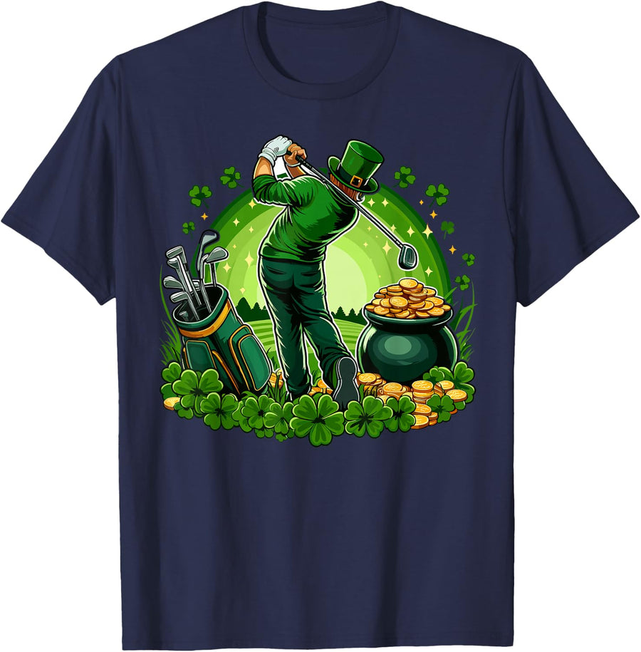 St Paddys Day Golf Men St Patty's Day Golf Golfing Golfer T-Shirt - Navy Blue