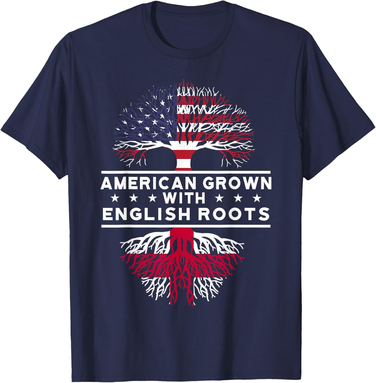 American Grown with English Roots - England T-Shirt - Navy Blue