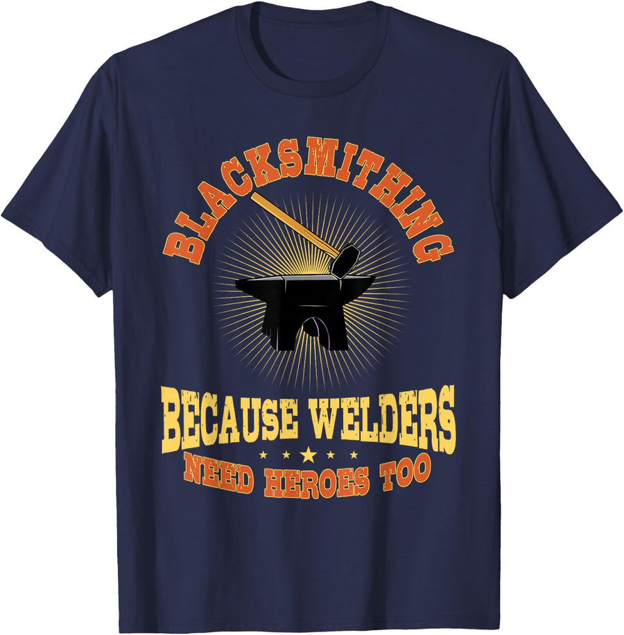 Blacksmith Forge Metalworker Steel Workers Metal Anvil Tools T-Shirt - Navy Blue