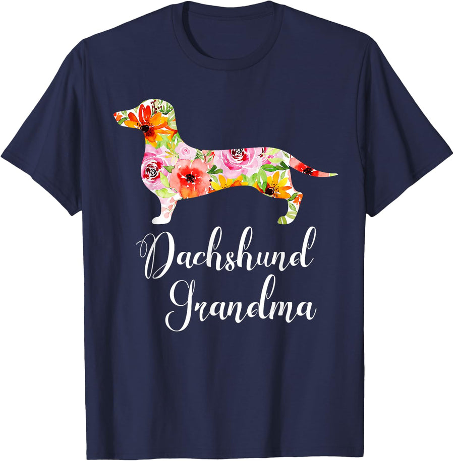 Dachshund Grandma Funny Doxie Lover Grandmother Novelty Gift T-Shirt - Navy Blue