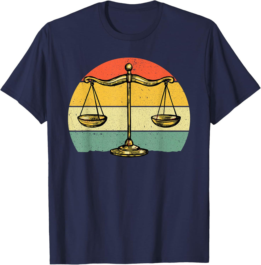 Lawyer Art For Men Women Attorney Justice Scale Paralegal T-Shirt - Navy Blue