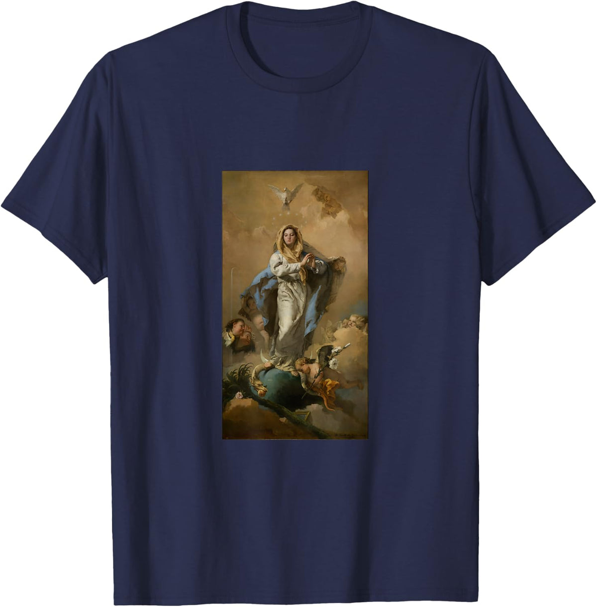The Immaculate Conception by Giovanni Battista Tiepolo Art T-Shirt - Navy Blue