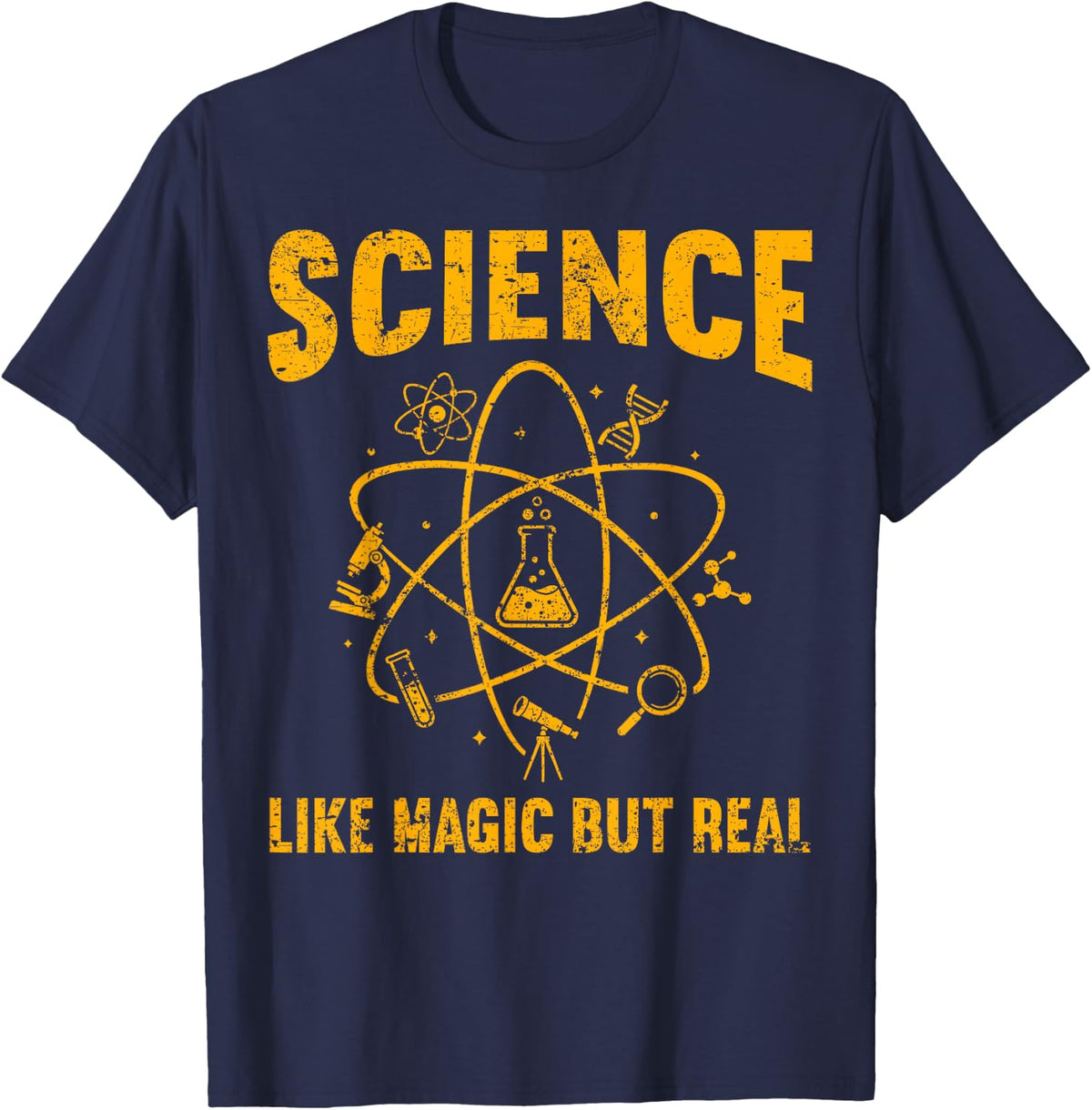 Science Like Magic But Real Physics Chemistry STEM Scientist T-Shirt - Navy Blue