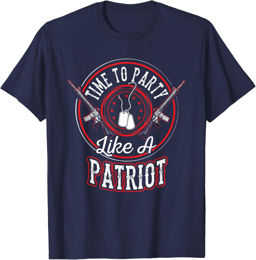 American Patriot - Time to Party like a Patriot T-Shirt - Navy Blue