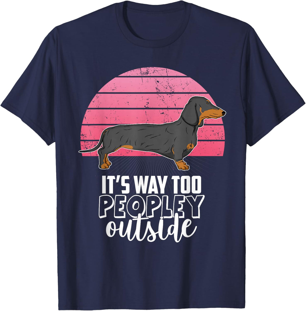 Dachshund Wiener Doxen Dog Vintage T-Shirt - Navy Blue