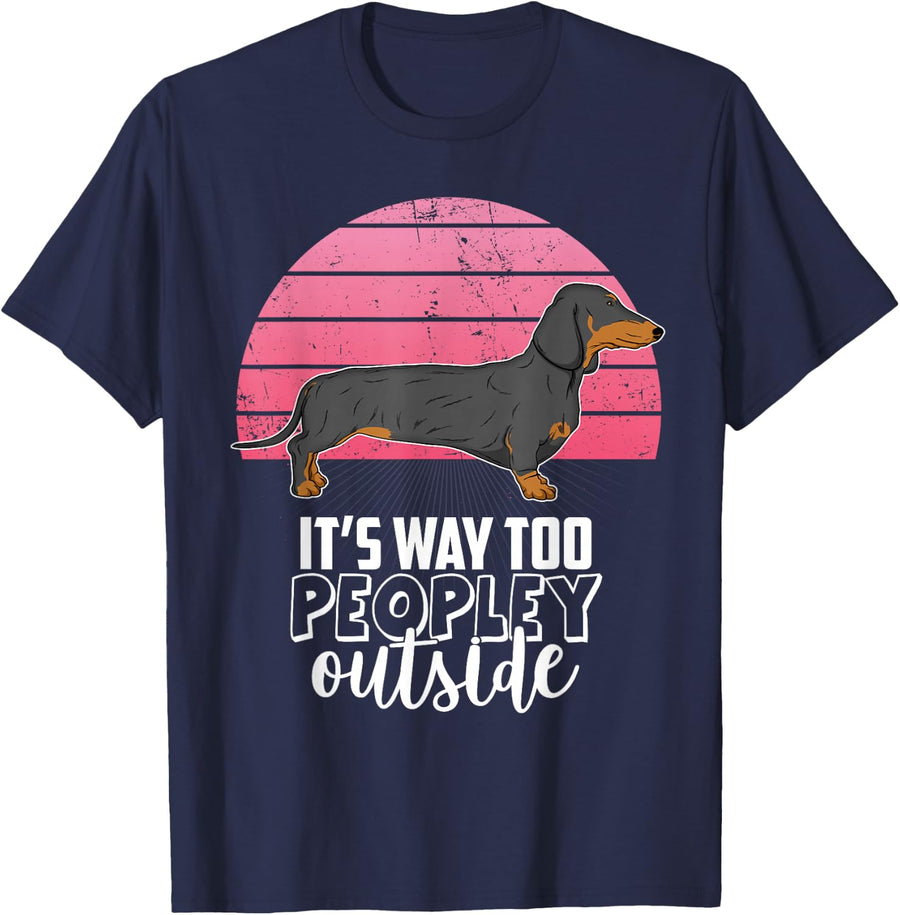 Dachshund Wiener Doxen Dog Vintage T-Shirt - Navy Blue
