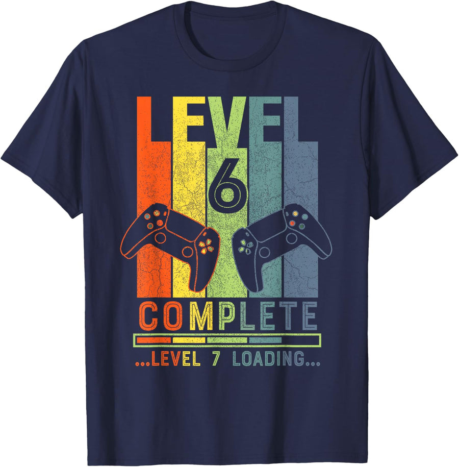 Level 6 Complete Gamer Gift 6 Years Wedding Anniversary T-Shirt - Navy Blue