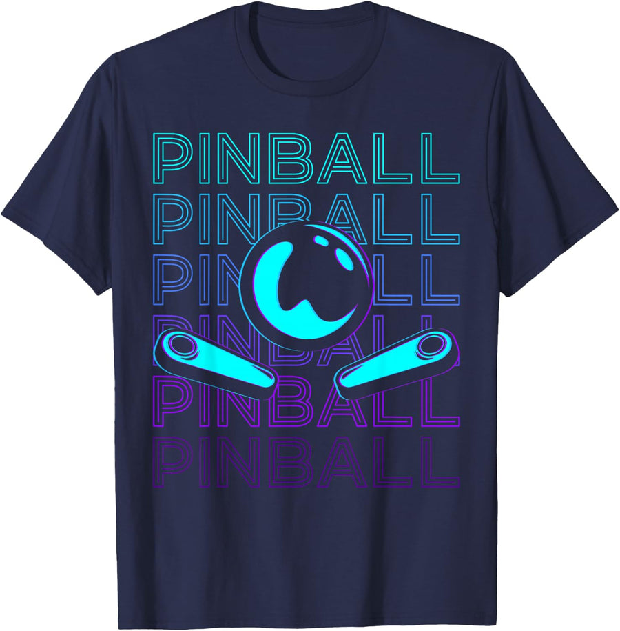 Pinball Player Retro T-Shirt - Navy Blue