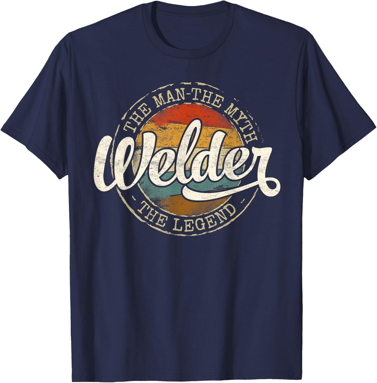 Welder The Man The Myth The Legend Vintage Stamp Welding Tees T-Shirts for Men - Navy Blue